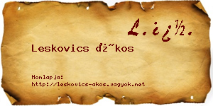 Leskovics Ákos névjegykártya